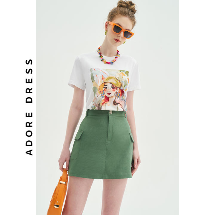 Skorts casual style tech lóng vuông trơn olive…