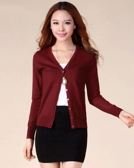 Áo khoác len 9 nút cổ tim tay dài nhiều màu
