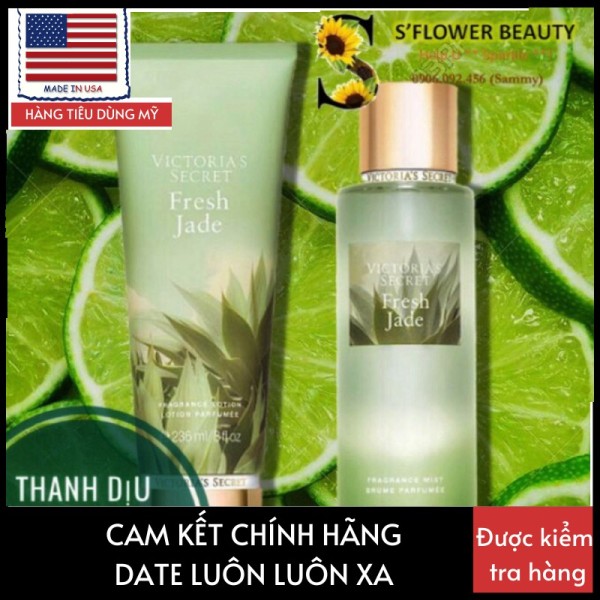 Xịt Thơm + Sữa Dưỡng Nước Hoa Toàn Thân Victoria’s Secret Fresh Jade 236ml+250ml
