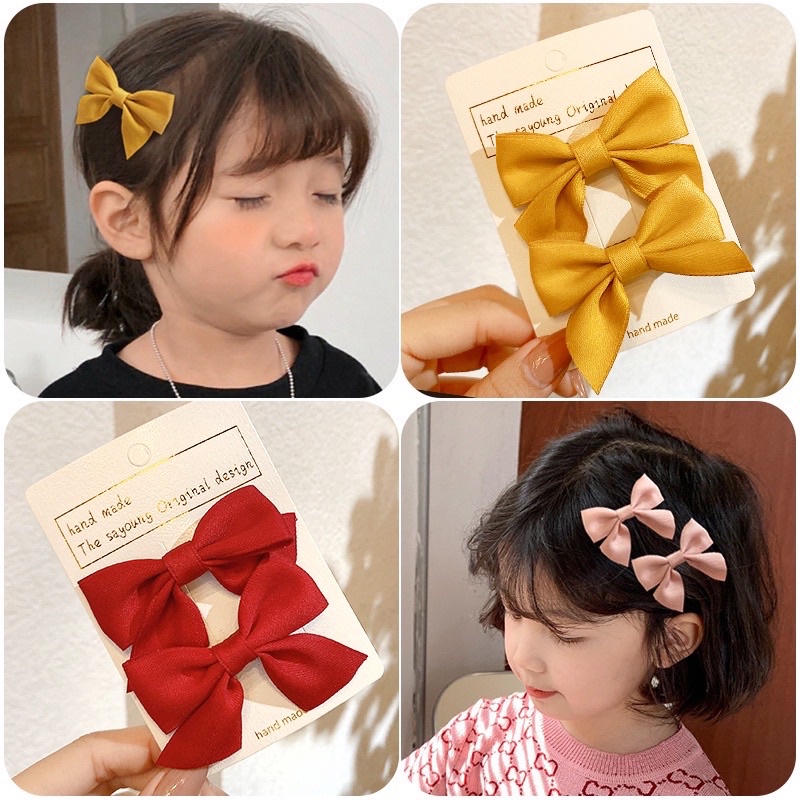 Set 2 chiếc kẹp tóc nơ KTH phong cách Hàn cho bé gái