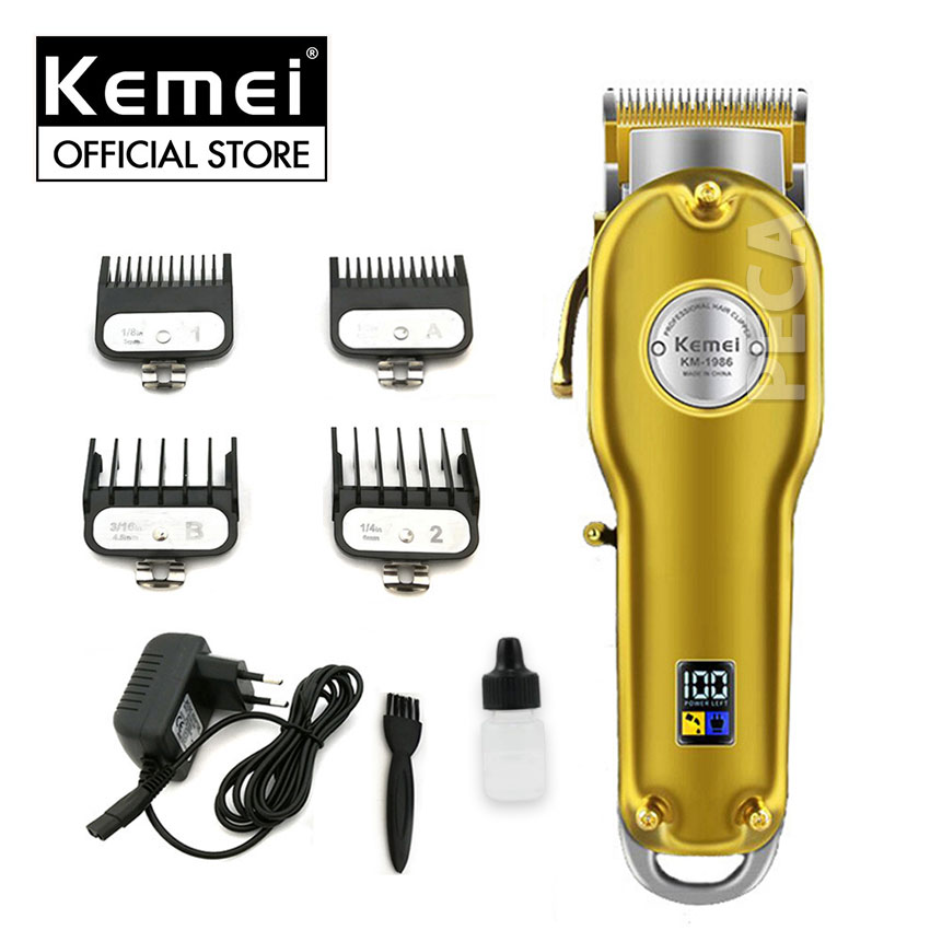 Tông đơ cắt tóc chuyên nghiệp Kemei KM-1986 màn hình LCD hiển thị thông minh pin lithium trâu sử dụng đến 10 tiếng có thể dùng cạo trắng fade tattoo tóc dễ dàng