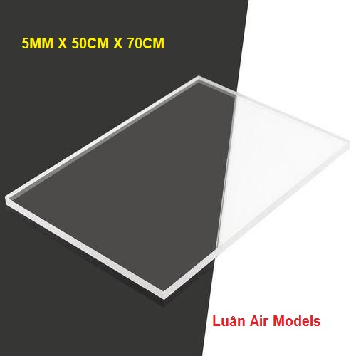 (5mm 50x70cm) Tấm nhựa mica cứng trong suốt làm hồ cá mica, chuồng mica, hộp mica, chế đồ chơi sáng tạo, mô hình thủ công, trang trí, có nhận cắt lại theo yêu cầu - Luân Air Models