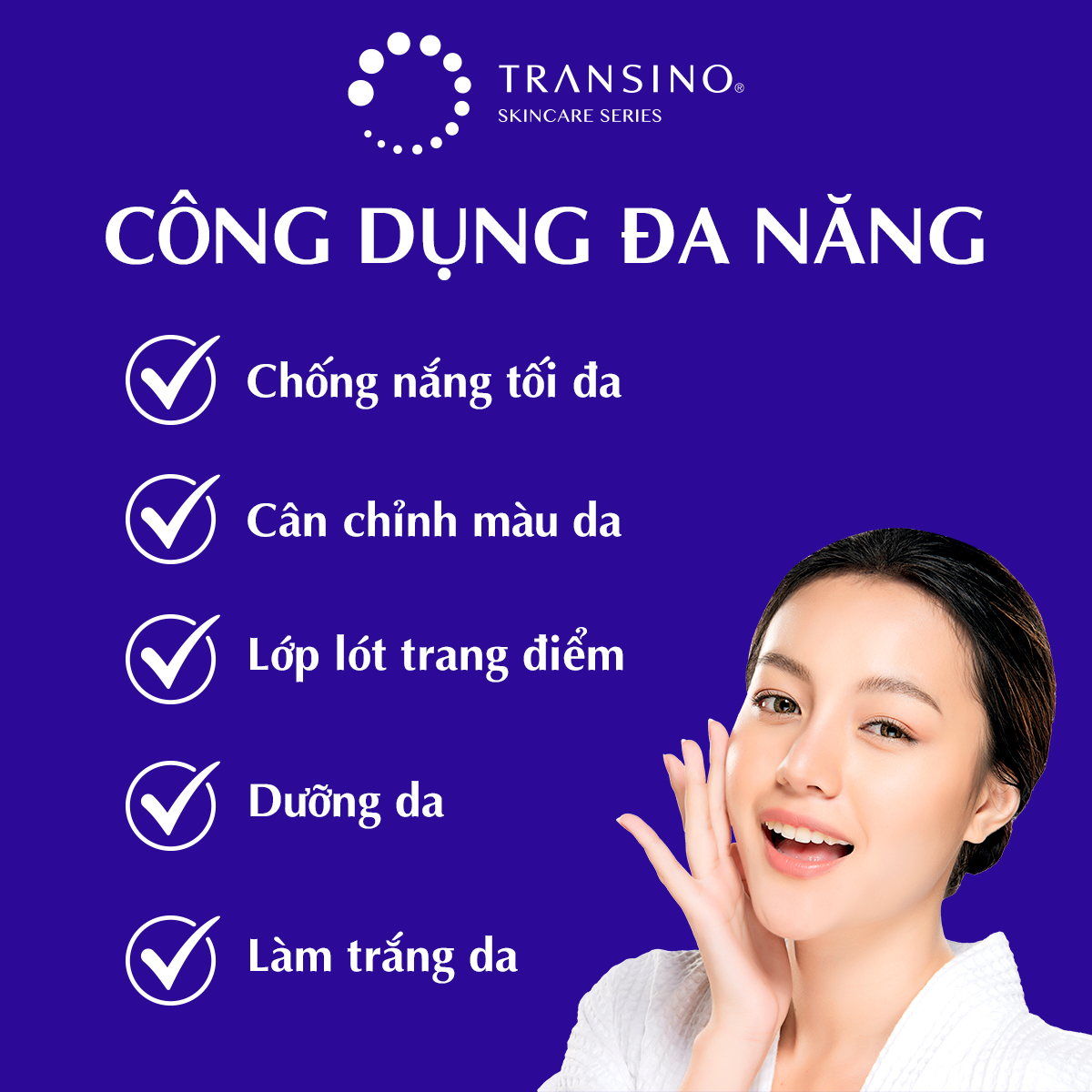 Kem CC Trang Điểm Trắng Sáng Da TRANSINO 30g