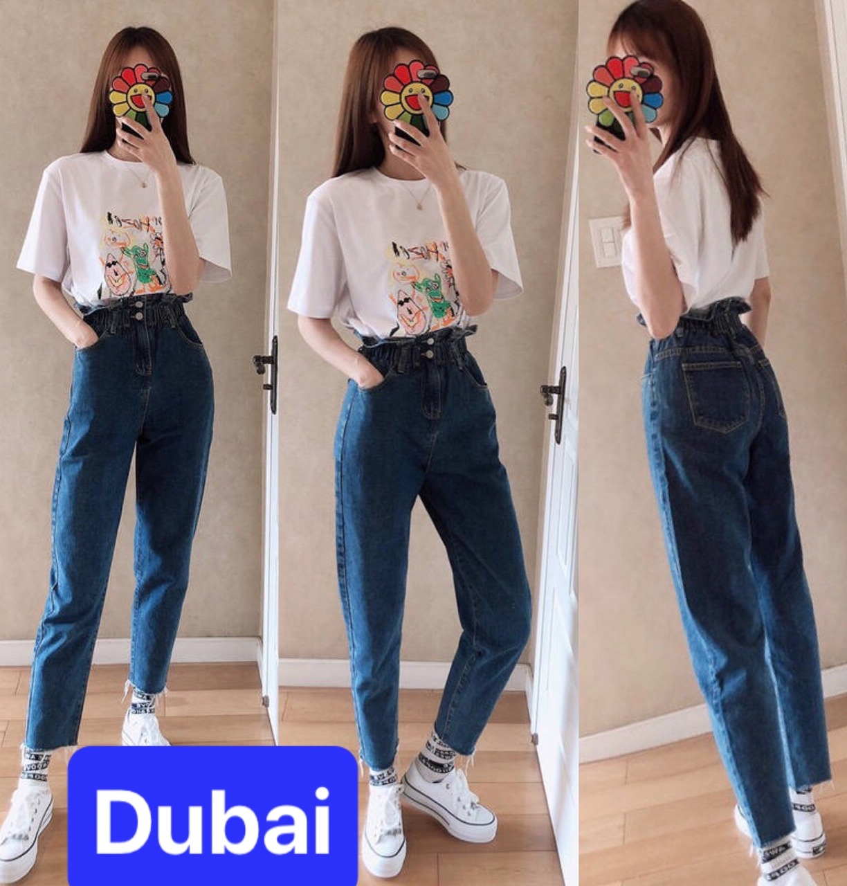 QUẦN JEAN BAGGY NỮ CHẤT BÒ XANH LƯNG THUN CẠP CHUN 2 CÚC NHẬT BẢN HOKKAIDO LƯNG CAO NÂNG MÔNG DB-336 - DUBAI FASHION
