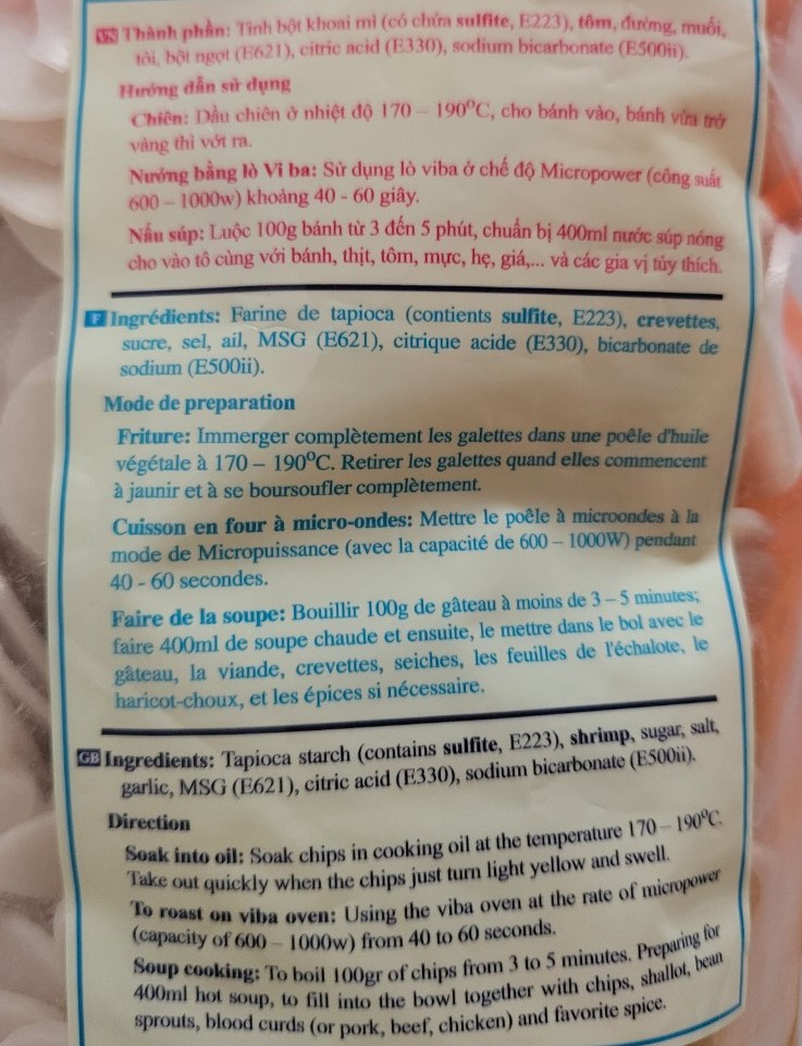 SA GIANG [GÓI LỚN 1Kg] BÁNH PHỒNG TÔM [VN] Shrimp Chips