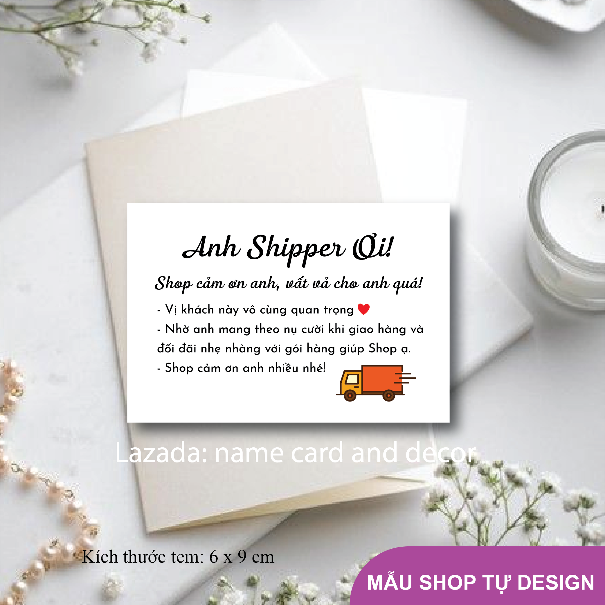 Tem dán cảm ơn shipper, decal nhãn dán