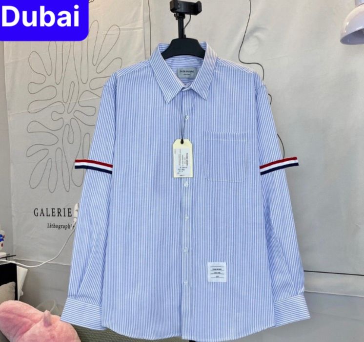 Áo sơ mi thom kẻ sọc dài tay vải cotton lụa cao cấp mẫu sang chảnh - dubai fashion