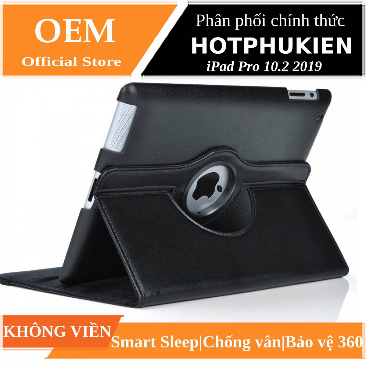 Bao da xoay 360 độ cho iPad 10.2 2019 (chống bụi, chống thắm, tắt mở nguồn màn hình) - phân phối bởi HotPhuKien
