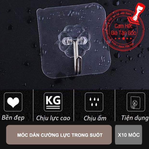 Combo 10 Móc dán tường cường lực hình hoa trong suốt siêu tiện dụng