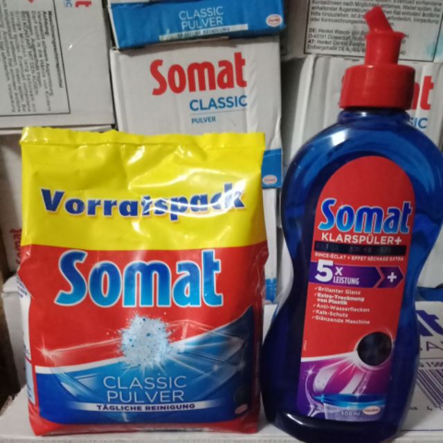 Combo Bột rửa bát Somat và nước làm bóng 750ml