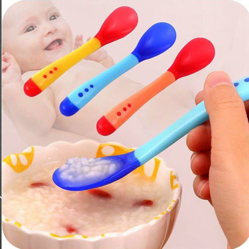 Set 2 Thìa silicon ăn dặm báo nóng cho bé