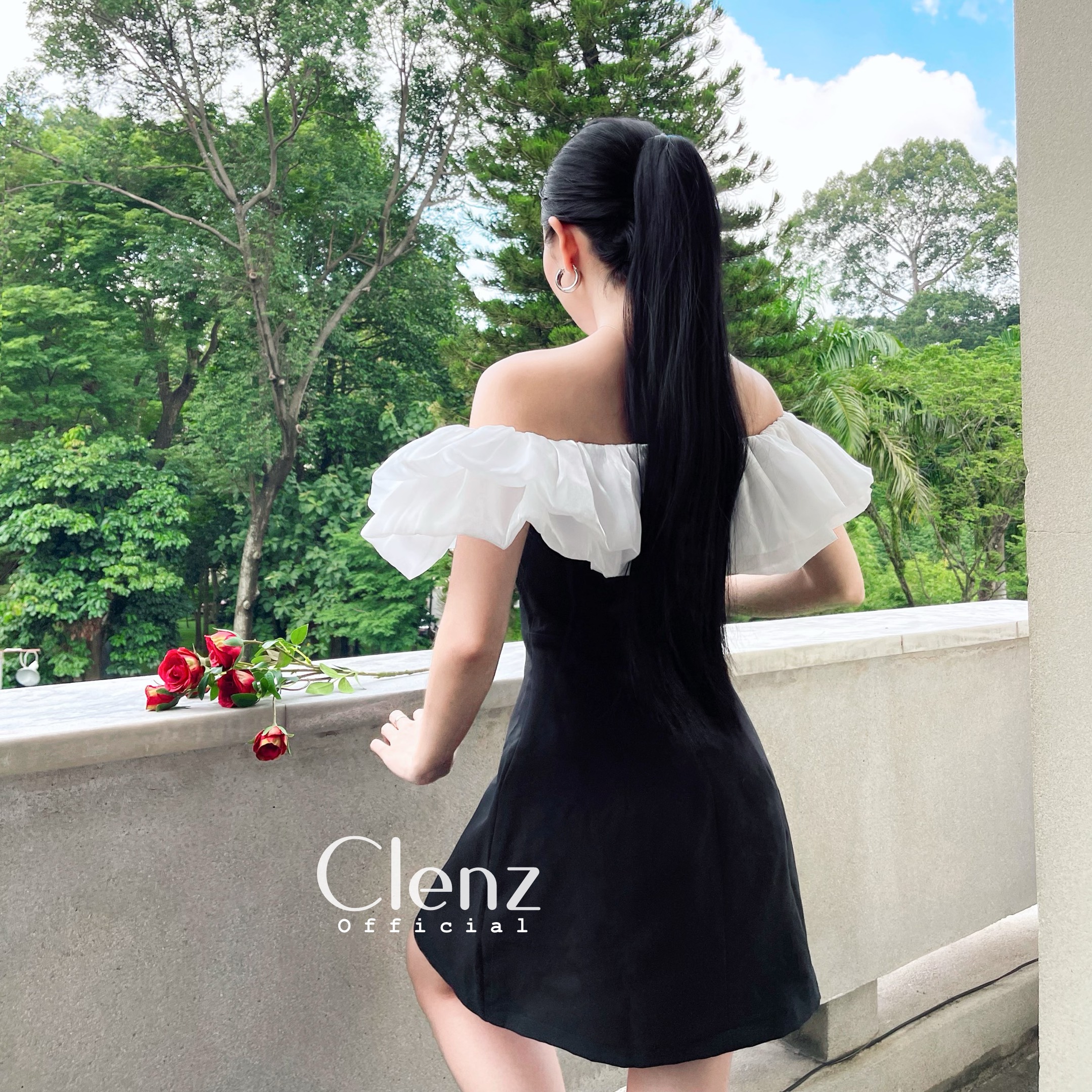 [ Clenz - Váy thiết kế cao cấp ] Đầm đen trễ vai dự tiệc sang chảnh D12