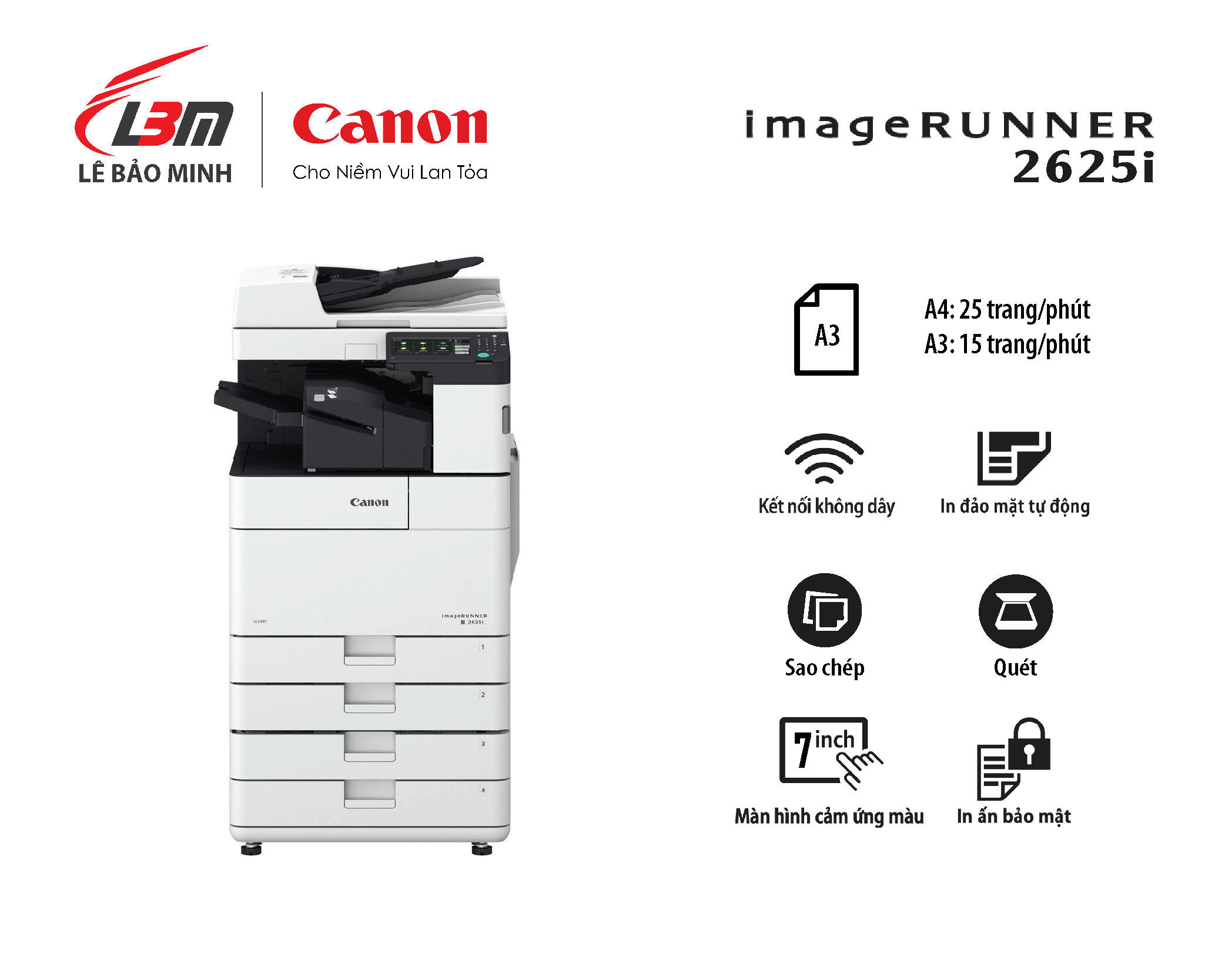 Máy Photocopy Canon iR2625i (DF AY1, duplex C1,Wifi)