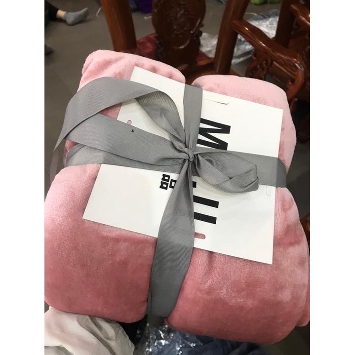 Chăn đắp spa Muji lông thỏ siêu mềm mịn, ấm kt 1,1mx2m