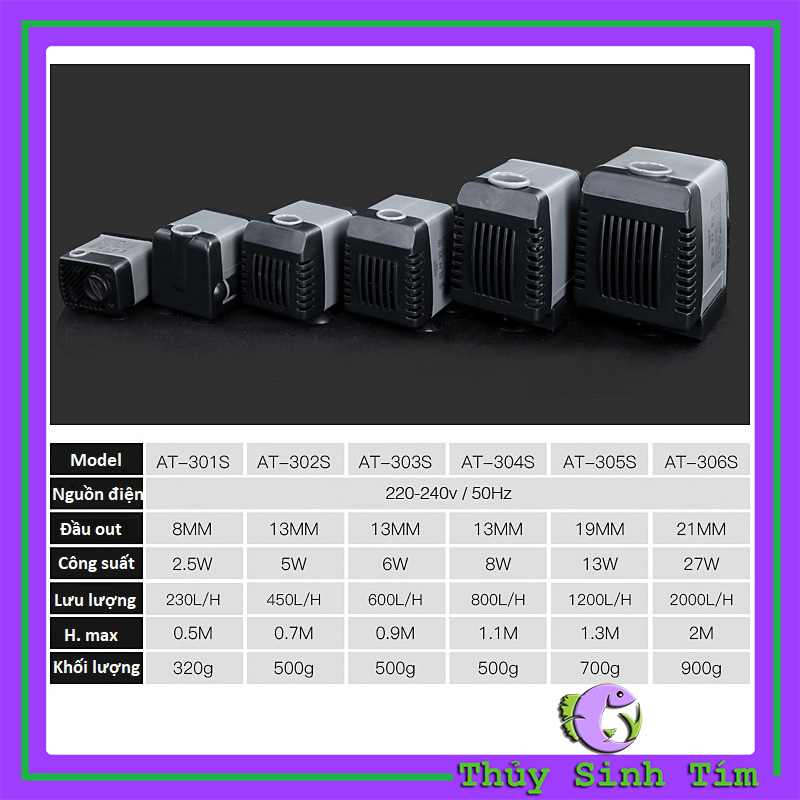[FREESHIP MAX] - Máy Bơm Bể Cá Atman AT-304S/305S/306S - Thủy Sinh Tím