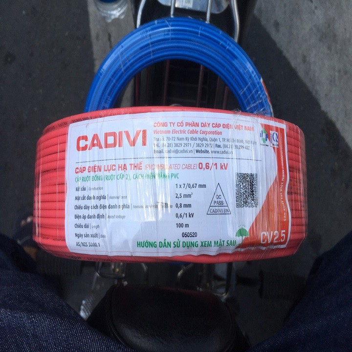 (Lẻ 50 mét) Dây điện Cadivi 2.5 đơn