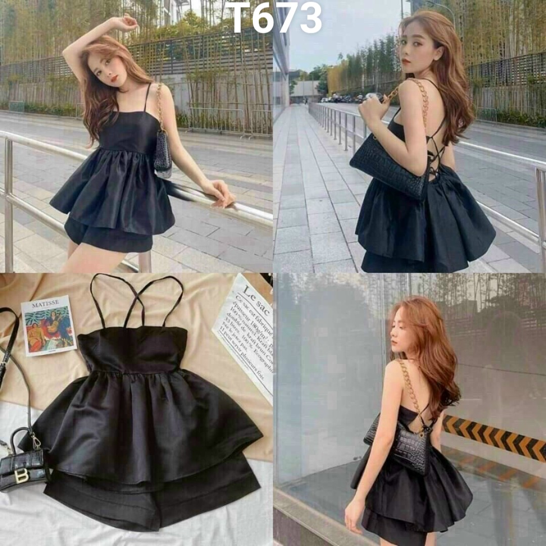 Set đùi xòe đan dây lưng có mút ngực quá đẹp T673