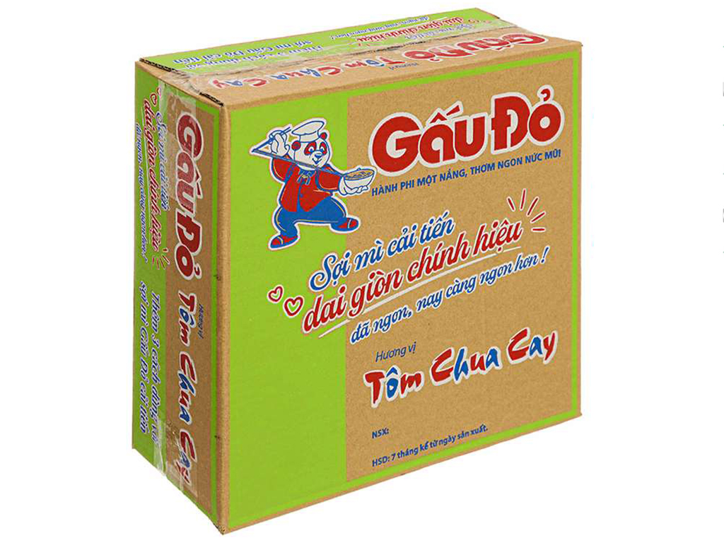 Thùng 30 gói mì Gấu Đỏ tôm chua cay 63g