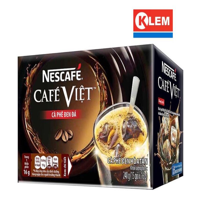 Nescafé café việt cà phê đen đá - hộp 15 gói x 16 g