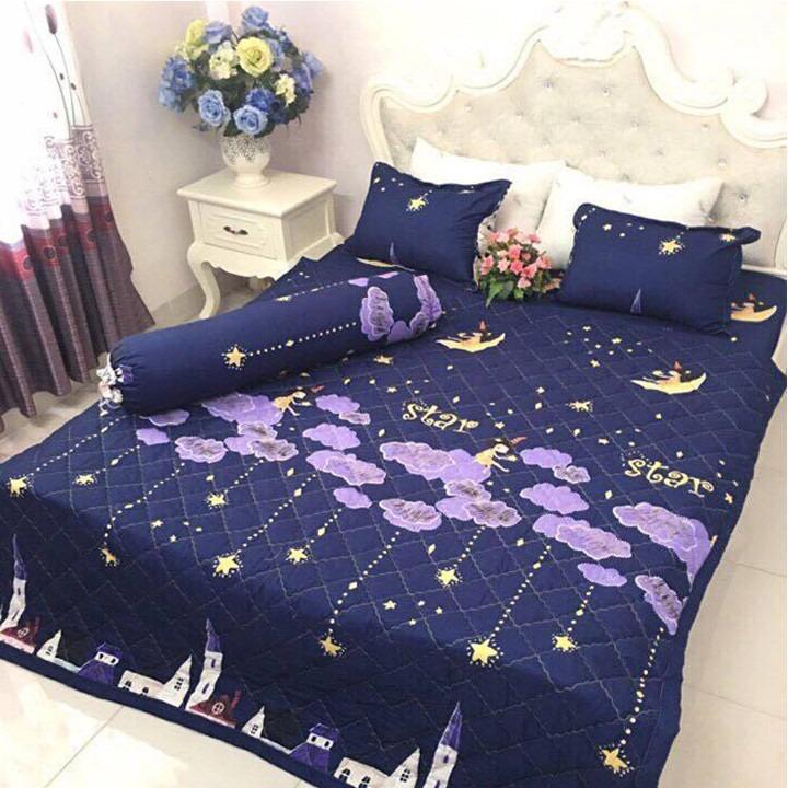 Bộ ga gối 3 món chất liệu cotton poly mẫu sao star