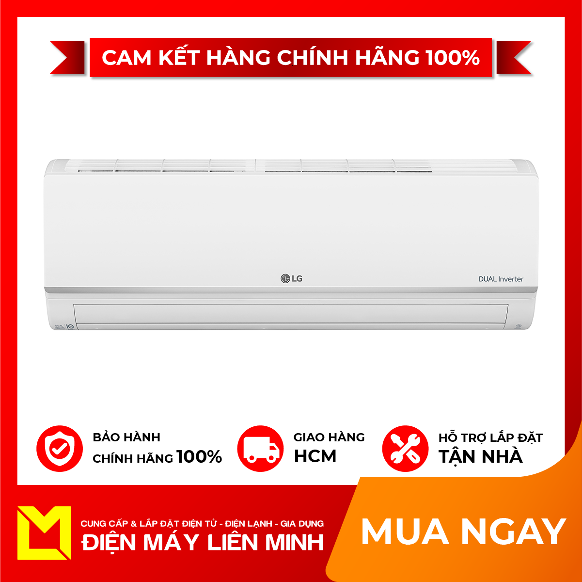 [HCM][Trả góp 0%]Máy lạnh LG Inverter 1 HP V10WIN mới 100%