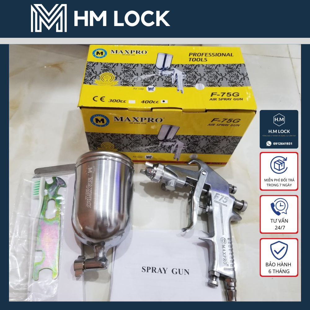 400cc bộ phun sơn maxpro f75g - hàng chính hãng - phun chính xác tỉ mỉ cao - hm lock
