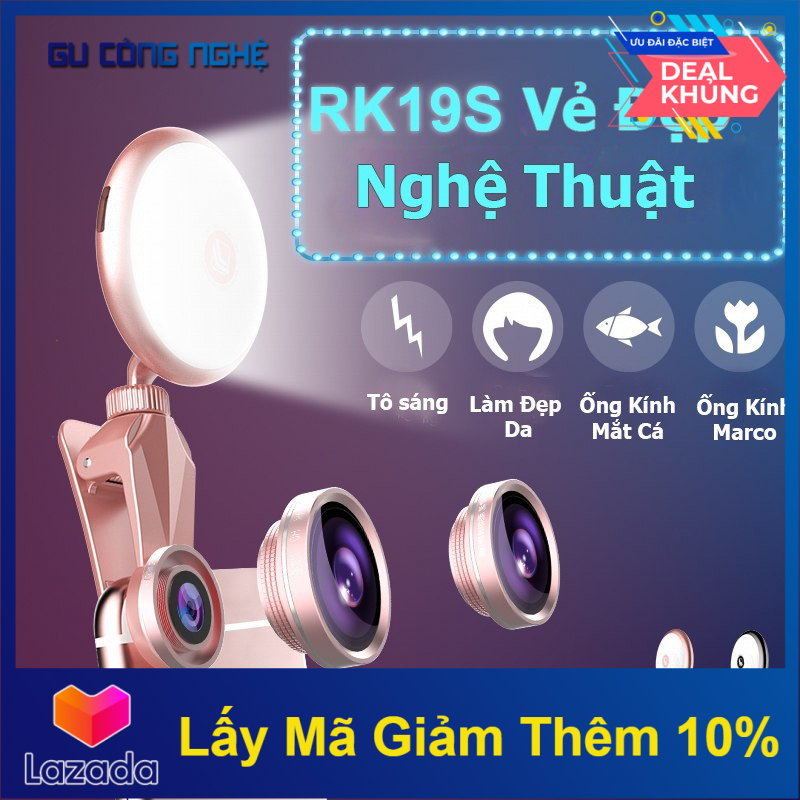 Ống Lens Rk19S Hỗ Trợ Selfie Cho Điện Thoại Tích Hợp Đèn Led 8 Bóng -Dc3082