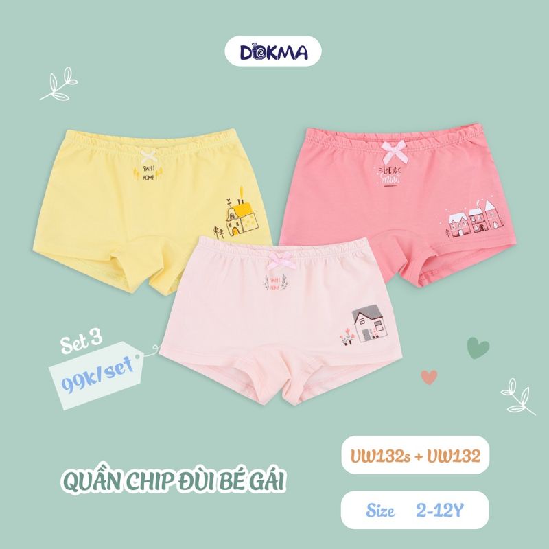 Set 3 quần chip đùi Dokma cho bé gái 2-12Y
