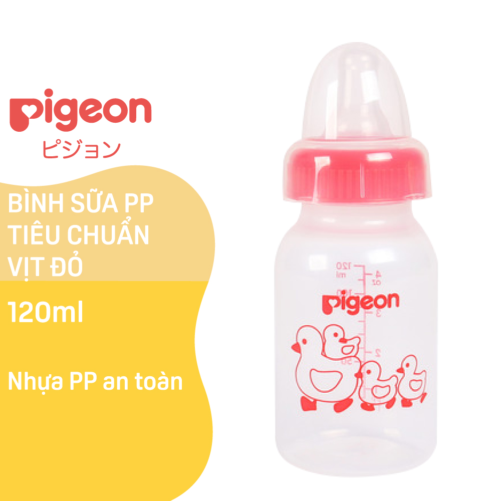 Bình sữa cổ hẹp PP tiêu chuẩn Vịt đỏ Pigeon 120ml (S)