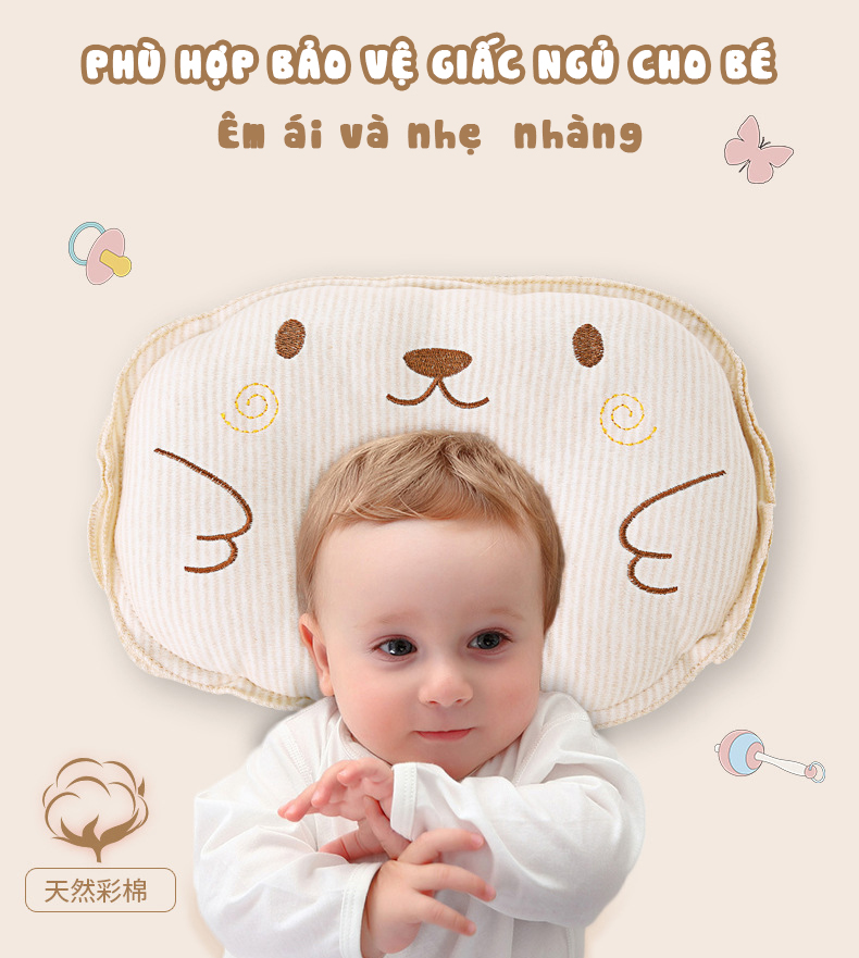 Gối cho bé sơ sinh, gối trẻ em cotton