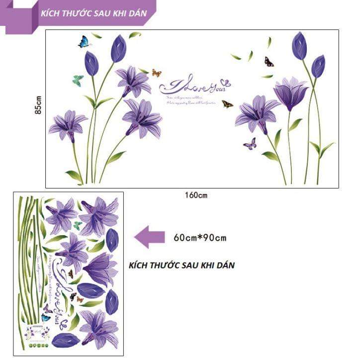 [HCM]DECAL DÁN TƯỜNG HOA ANH THẢO TÍM