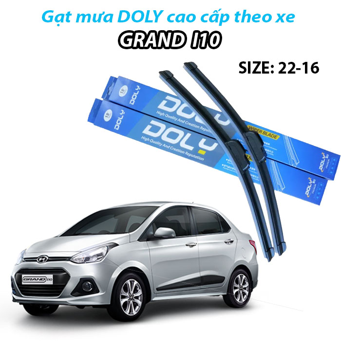 HCM-Gạt mưa Silicon xe Hyundai Grand I10 2014 đến 2022 (22''-16'') hàng DOLY - cần gạt mưa silicon , gạt sạch êm giúp lái xe an toàn