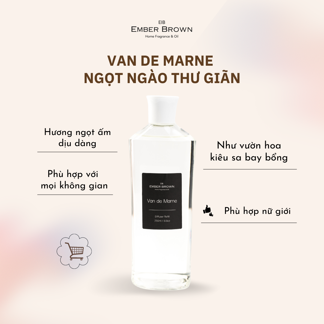 Ember Brown - Diffuser Refill Chai Refill Tinh Dầu Nước Hoa Khuếch Tán Thơm Phòng  250ml