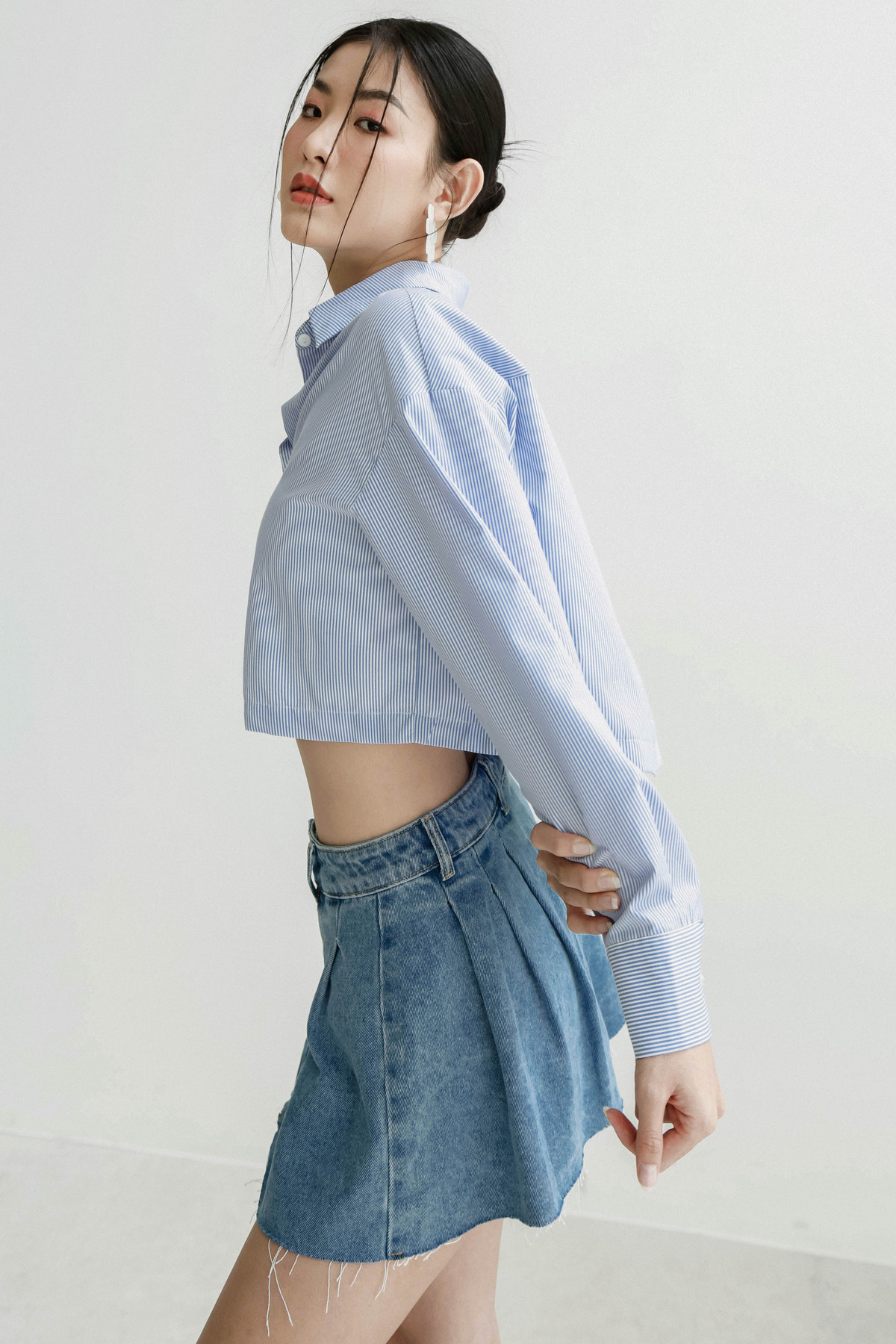 Chân váy jean xếp ly MIEU - JS39