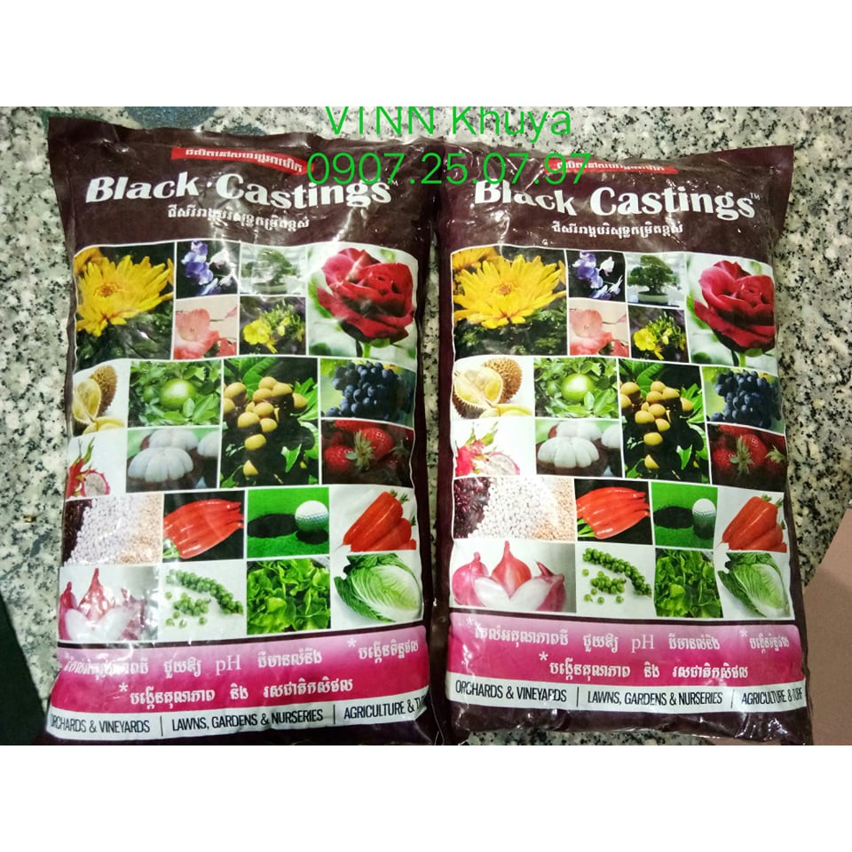 Phân bón hữu cơ trùn quế Black Castings Mỹ 2kg
