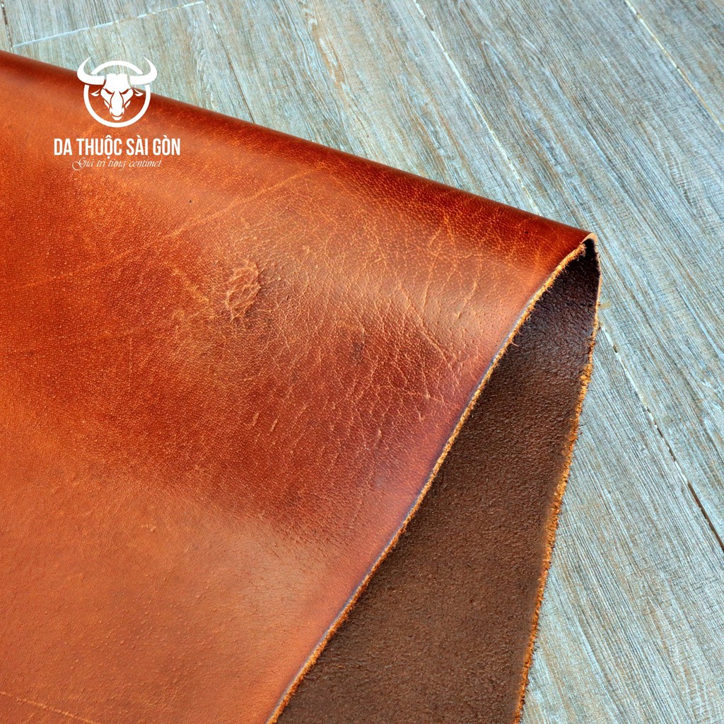 Da trâu dày 4 mm cao cấp làm thắt lưng màu nâu bò thương hiệu Da Thuộc Sài Gòn - Cung cấp da thuộc