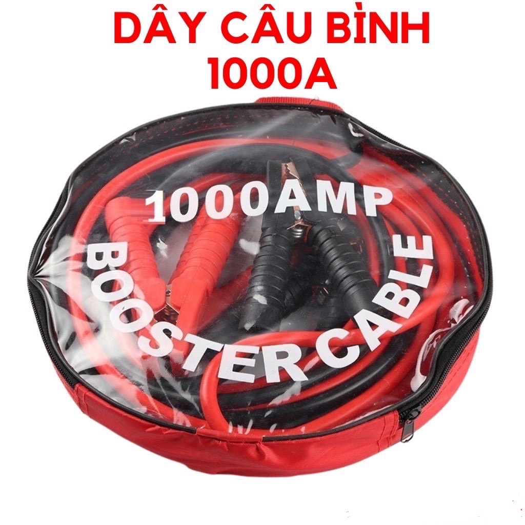 Dây câu bình ắc quy 1000A - dài 3m lõi đồng - có kẹp cách điện