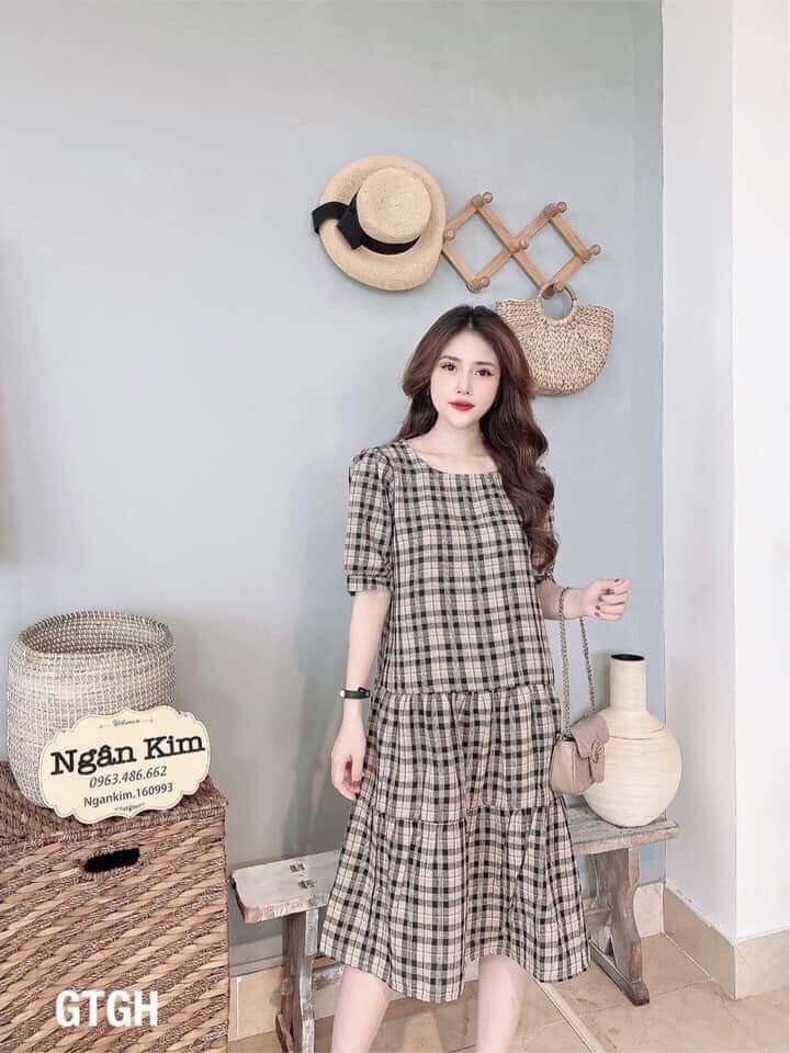 Đầm bầu thiết kế cao cấp ,sang chảnh☘️váy bầu kẻ sọc free size 42~68kg