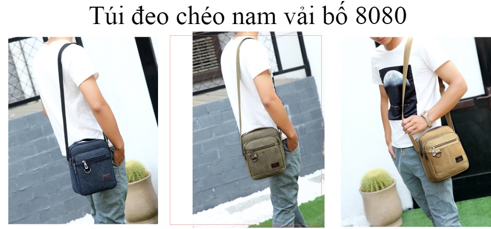 [HCM]Túi đeo chéo vải bố 8080.