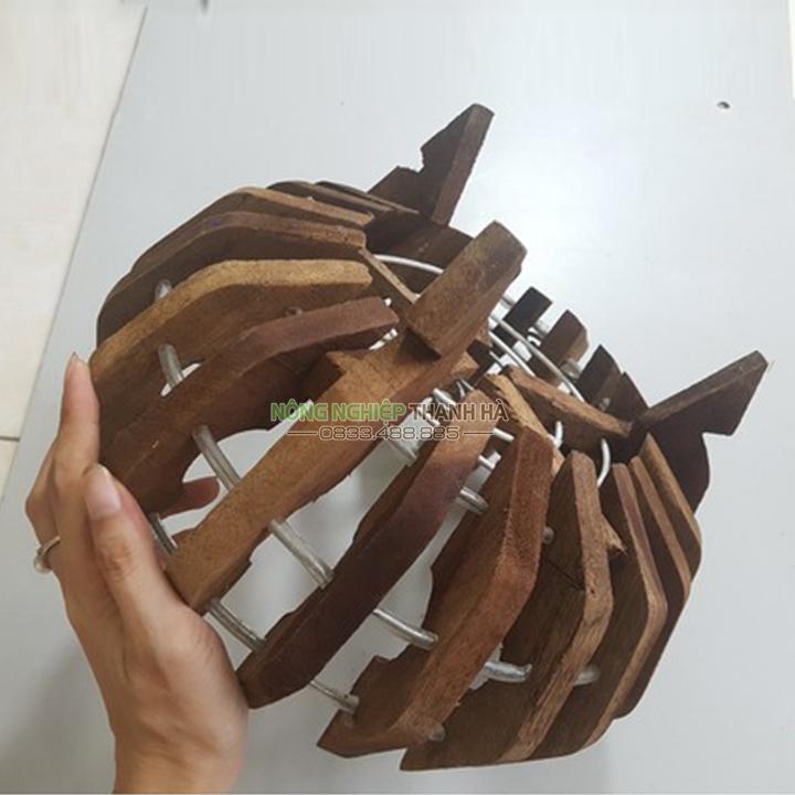 Chậu gỗ trồng lan hình quả bí phi 21 cm