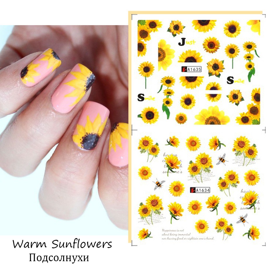 Set Sticker Nước | Hoa Hướng Dương | Dán Móng Tay