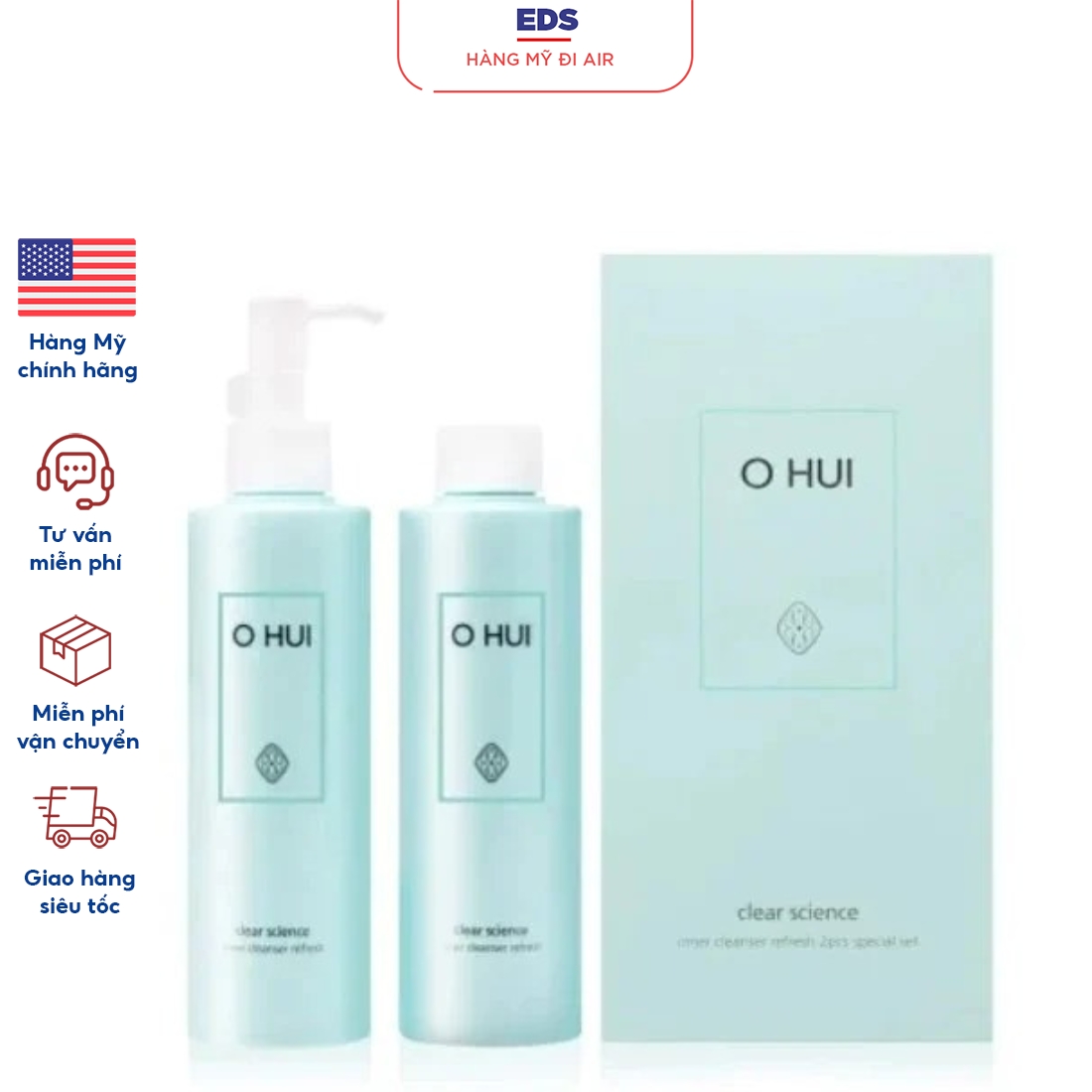 Set 2 chai dung dịch vệ sinh phụ nữ Ohui Clear Science Inner Cleanser Refresh - EDS Hàng Mỹ