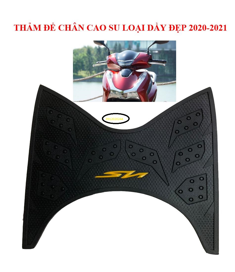 THẢM LÓT CHÂN CAO SU DÙNG CHO XE SH 2020 LỚN KIỂU INDO MÀU ĐEN ( CHỮ SH VÀNG )