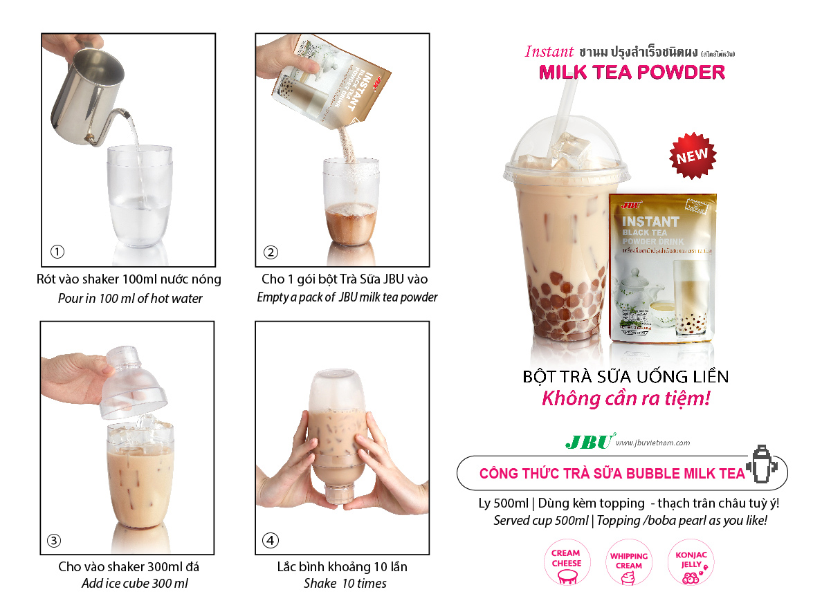 BỘT TRÀ SỮA PHA SẴN - BỘT TRÀ SỮA UỐNG LIỀN JBU VỊ CHOCOLATE