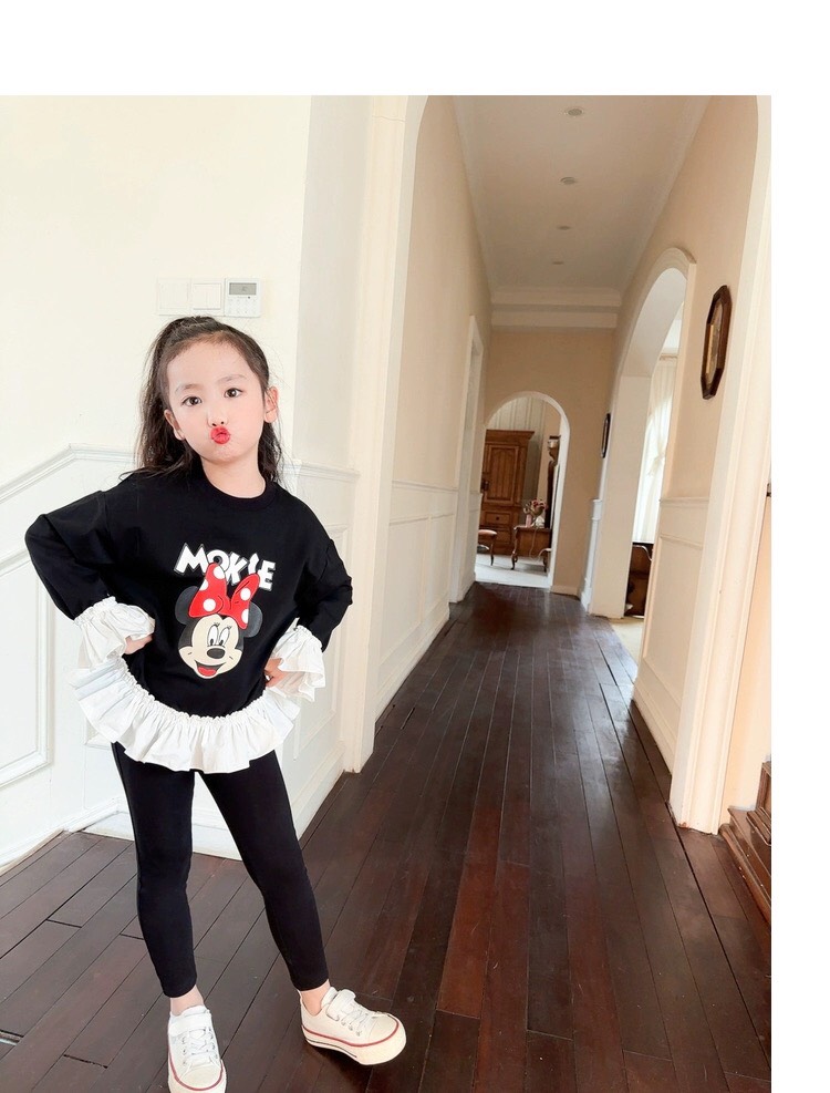 Áo nỉ tay bèo MICKY điệu xinh cho bé
