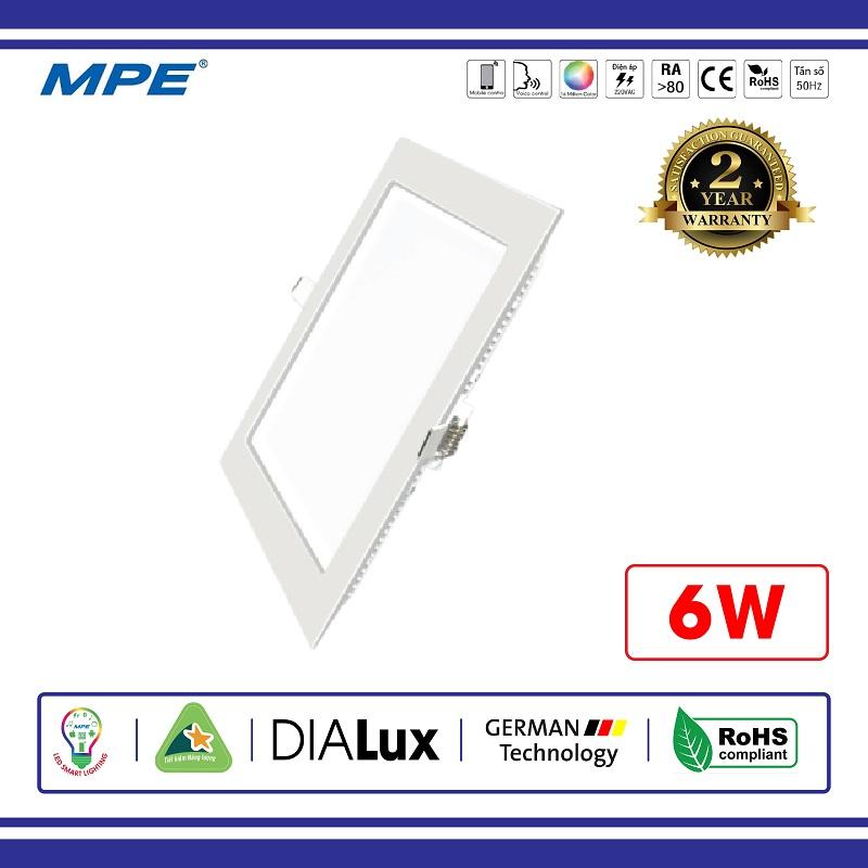 Đèn led panel âm trần vuông 6w mpe