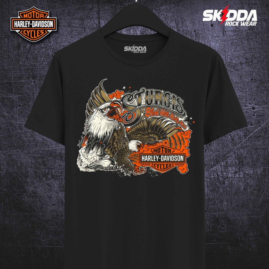 Áo thun đen in hình xe mô tô Harley DAVIDSON 08 cao cấp