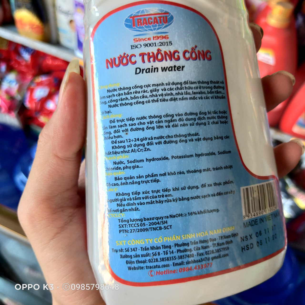 Chai nước thông cống bồn cầu Micro Tracatu 500ml