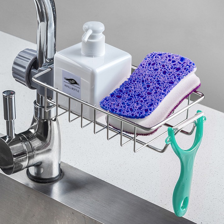 GIÁ ĐỂ MIẾNG RỬA CHÉN BẰNG INOX KHÔNG GỈ CAO CẤP - KHAY ĐỰNG XÀ PHÒNG ĐỒ DÙNG NHÀ TẮM GỌN GÀNG RÁO NƯỚC DỄ LẮP RÁP