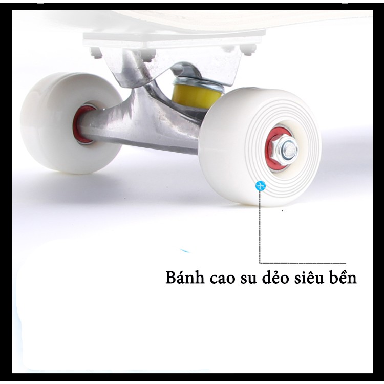 Ván Trượt Skateboard Cao Cấp Mặt Nhám Kích Thước 80cm (Màu Đỏ Lửa)